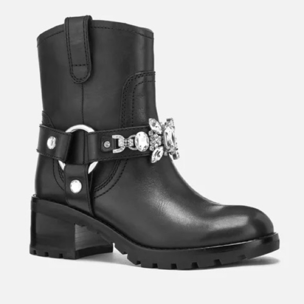 Vintage Marc Jacobs Y2K Moto Biker Harness Boots Leather size 36